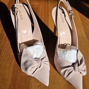 Aldo Cute Pink Suede Knot Detail Slingback Heels NEW NEVER WORN (Made In Brazil)